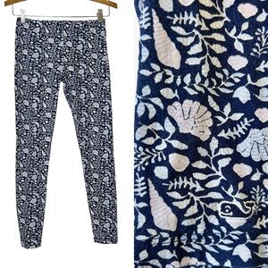 VINEYARD VINES Girls Size L  14 Blue Coastal Floral Shells Pima All Day Leggings
